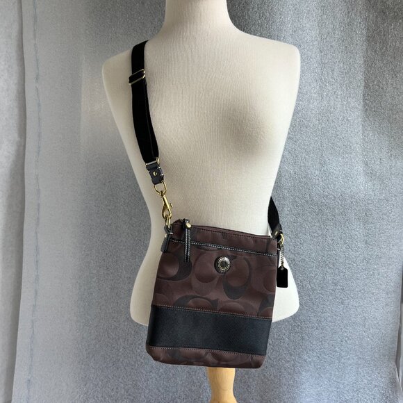 Coach Crossbody Shoulder Bag Brown/Black Swingpack - Picture 2 of 11